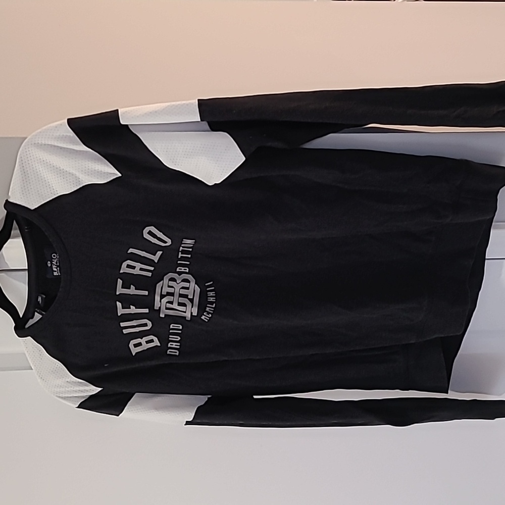 Mens Buffalo David Bitton size L heather black graphic long sleeve t shirt